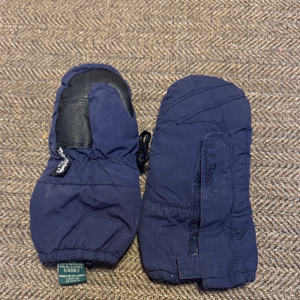 L.L. Bean Dark Blue Mittens with Black Accents 24-36 month toddler